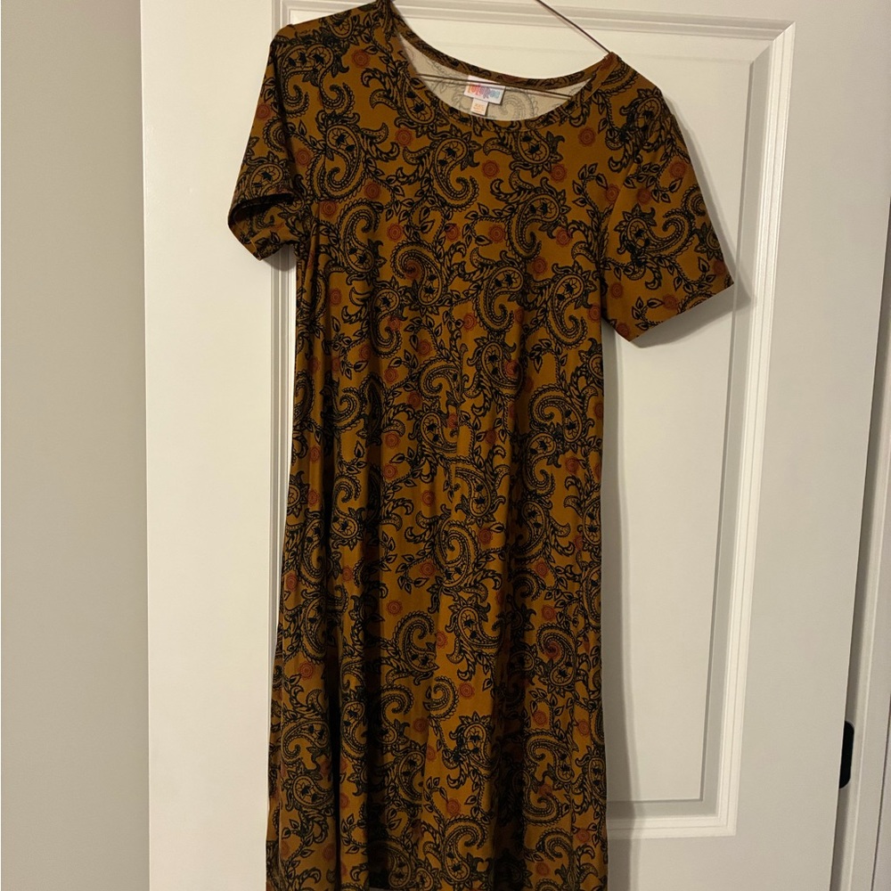 LuLaRoe Mustard Paisley Midi Dress